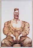 Jerzy Duda-Gracz, CZŁOWIEK W BERECIE, 1974, tusz pióro, pędzel, papier kremowy