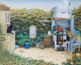 ANIELSKA KUCHNIA by Jacek Yerka, 2005, pastel, karton, sold Apr 2005
