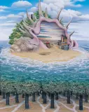 DWA ŚWIATY I JESZCZE JEDEN by Jacek Yerka, 1999, pastel, papier, sold Apr 2005