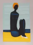 Czarna pływaczka by Jerzy Nowosielski, 1998, serigrafia barwna, papier jasnoszary, sold Mar 2005