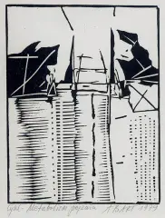 Andrzej B. Bartczak, Z cyklu „Metabolizm pejzażu”, 1979, linoryt, papier