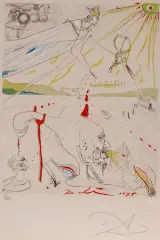 Salvador Dalí, L’alchimie (Alchemia), 1975, sucha igła, litografia barwna, papier