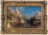 J. Holmsted, Fiordy norweskie, ok. 1890, olej, sklejka