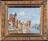 Theodor Urtnowski, Gdańsk, Długie Pobrzeże ze Starym Żurawiem, olej, płótno