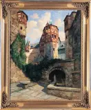 Paul Pützhofen-Hambüchen, Dziedziniec zamkowy, ok. 1930, olej, płótno
