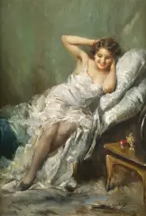 Dante Bertini, W buduarze, po 1930, olej, płótno