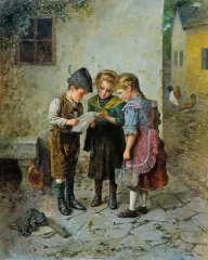 Świadectwo szkolne by Edmund Adler, po 1920, olej, płótno, sold Mar 2005