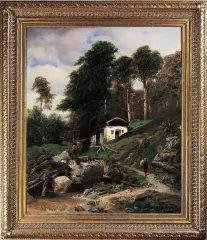 Henryk Grabiński, Pejzaż alpejski z okolic Ramsau, 1866, olej, płótno