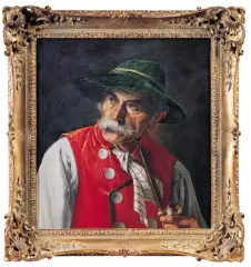 Franz Xaver Wölfle, Mężczyzna palący fajkę, olej, deska