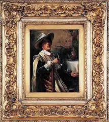 Albert Friedrich Schröder, Palenie fajki, olej, deska