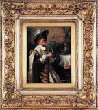 Albert Friedrich Schröder, Palenie fajki, olej, deska