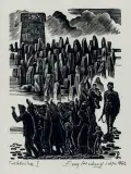 Eugeniusz Pichell, Treblinka I, 1962, drzeworyt, papier kremowy