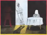 Piotr Zaborowski, Tajna Rada, 1987, akwaforta, akwatinta barwna, papier