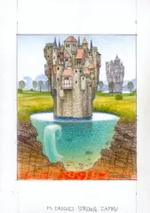 Jacek Yerka, Pod drugiej stronie zamku, 2004, kredki, papier