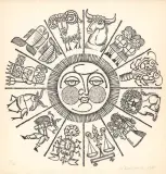 Andrzej Heidrich, Zodiak, 1968, drzeworyt, papier z filigranem