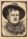 Wacław Waśkowski, Autoportret, drzeworyt, papier