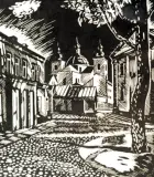 Mikołaj Panciuchow, Stare Grodno, linoryt, papier