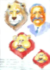 Jacek Frankowski, Szkic proj. do Polskiego ZOO ( Lew Wałęsa), akwarela, papier