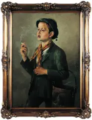 František Kozics, Chlopiec z papierosem, ok. 1890, olej, płótno