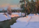 Wiktor Korecki, Potok wśród śniegu, przed 1939, olej, płótno