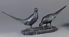 Para bażantów by Otto Poertzel, ok. 1920, brąz, podstawa kamienna, offered Dec 2004