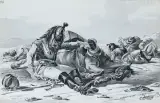 Aleksander Orłowski, 12. Na pobojowisku - Ranny kirasjer, 1813, tusz, pędzel, papier