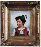 Alois Binder, Chlopiec w zielonym kapelusiku, ok. 1900, olej, deska