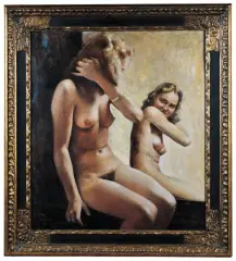 Fritz Hass, Akt dziewczęcy - odbicie w lustrze, 1941, olej, tektura