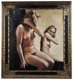 Fritz Hass, Akt dziewczęcy - odbicie w lustrze, 1941, olej, tektura