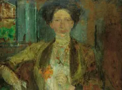 Portret kobiety by Olga Boznańska, olej, tektura, sold Dec 2004
