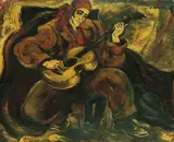 Stanisław Eleszkiewicz, Gitarzysta - Autoportret z gitarą, ok. 1930, olej, tektura