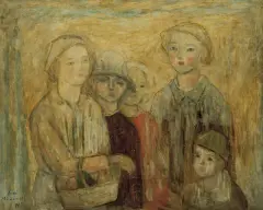 Tadeusz Makowski, Grupa dzieci z koszykiem owoców, 1925, olej, płótno