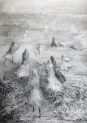 Anna Mizeracka, W pogoni za wiatrem, 1975, tusz pióro, papier