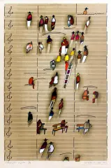Witold-K, Postaci - Nuty, 1986, litografia barwna, papier