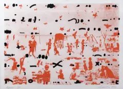 Plaża by Jan Tarasin, 1980, serigrafia barwna, papier, sold Nov 2004