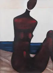 Jerzy Nowosielski, Akt nad morzem, 1982, olej, płótno