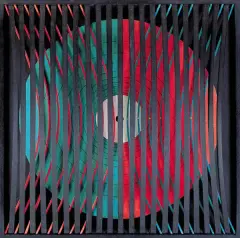 Permutacje by Jan Ziemski, 1974, olej, sklejka, sold Nov 2004