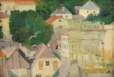 Henryk Grunwald, Fragment rynku w Kazimierzu, 1954, olej, płótno