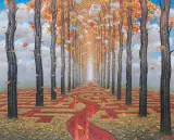 Jesienny labirynt by Jacek Yerka, 2004, pastel, karton, sold Nov 2004