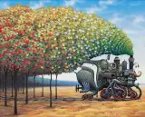 Kolej na poziomki by Jacek Yerka, 2004, akryl, płótno, sold Nov 2004