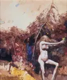 Obraz 1782 (Miasto Łagów - Ogród rozkoszy) by Jerzy Duda-Gracz, 1995, olej, płyta pilśniowa, sold Nov 2004