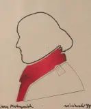 Profil Jerzego Maksymiuka by Ryszard Winiarski, 1999, collage, tusz pióro, karton, sold Oct 2004