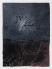 Wojciech Sadley, Bez tytułu, 1971, collage (skóra, tkanina barwiona) karton