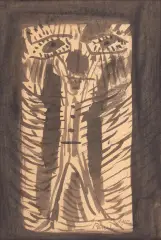 Kompozycja by Jerzy Panek, 1962, tusz, pędzel, papier, sold Oct 2004