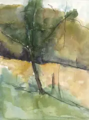 Jacek Sienicki, Pejzaż, 1995, akwarela, ołówek, papier