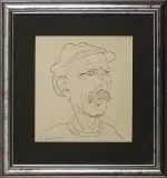 Henryk Stażewski, Mężczyzna w czapce, lata 50., tusz pióro, papier kremowy