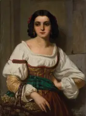 Arnold Ferdinand Ewald, Włoszka z koszem winogron, 1862, olej, płótno