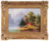 Cölestin Brügner, Nad alpejskim jeziorem, 1867, olej, płótno