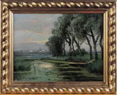 Adolf Rheinert, Pejzaż Nadwodny, 1915, olej, płótno