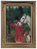 Na Polowaniu by Jerzy Kossak, 1928, olej, tektura, sold Oct 2004